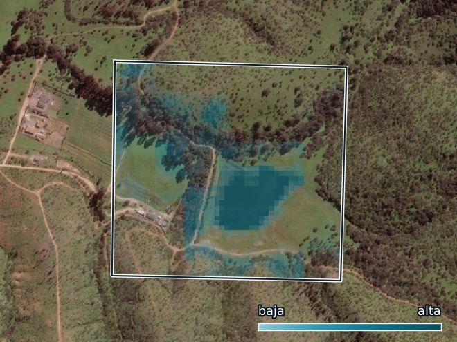 Celdas del predio con agua detectada por radar y su recurrencia
